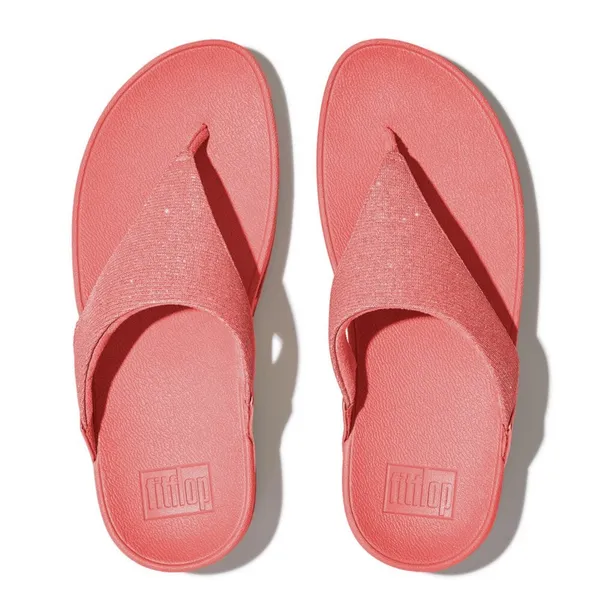 Image of Fitflop Womens Lulu Shimmerlux Toe Post Sandals UK Size 4 (EU 37) Rosy Coral FIT084-RCORAL-4