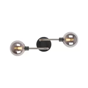 Image of Humphrey Wall Lamp, 2 Light G9, Graphite, Satin Nickel, Smoke Glass