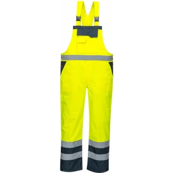 Image of S488 - Yellow/Navy Hi-Vis Contrast Bib & Brace - Unlined sz XL Coverall - Portwest