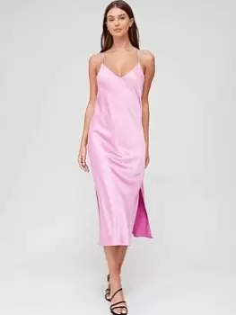 Image of BOSS Satin Cami Slip Dress - Pink, Size 40, Women