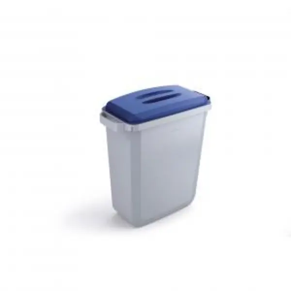 Image of DURABIN Plastic Waste Bin 60 Litre Grey With Blue Lid & Black A5 EXR28391DR