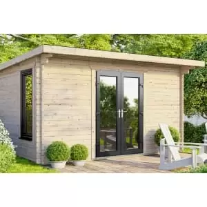 Image of Power Sheds 14 x 14ft Central Doors Pent Log Cabin