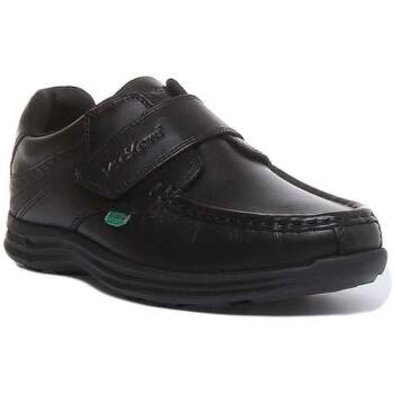 Image of (UK 4 / EU 37) Kickers Reasan Strap Leather YM 112870 Boys School Shoes Black