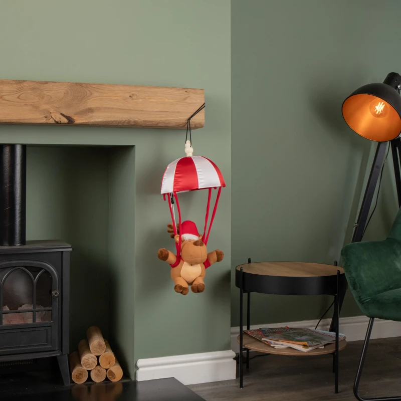 Image of 45cm Battery Operated Musical Parachuting Reindeer with Leg Kicking Motion