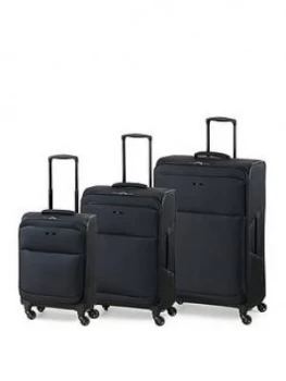 Image of Rock Luggage Ever-Lite 4 Wheel 3 Piece Set Black Suitcase