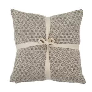 Image of Simply Green Recycled Cotton Geometric Cushion Natural