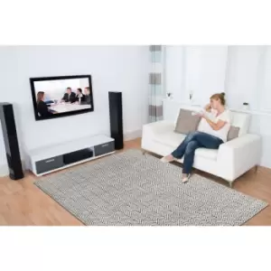 Image of Ives Modern Rug Ives B&W 66cm x 200cm Runner - Black and Ivory