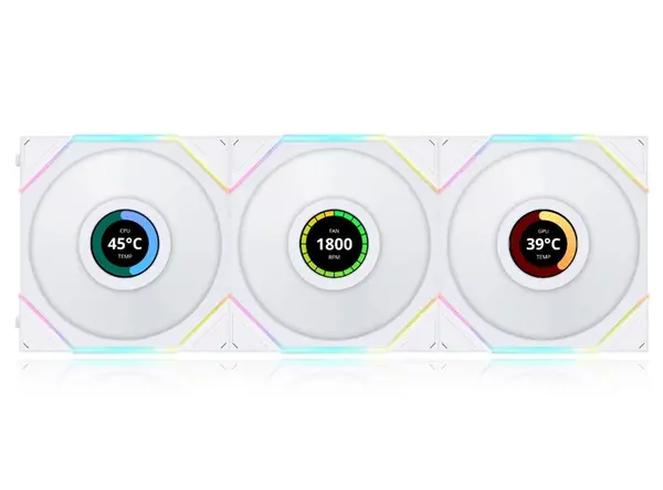 Image of Lian Li UNI FAN TL LCD 120mm Reverse Triple Pack - White