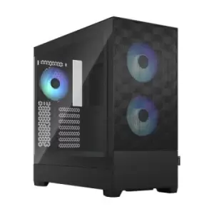 Image of Fractal Design Pop Air RGB (Black TG) Gaming Case w/ Clear Glass Window ATX Hexagonal Mesh Front 3 RGB Fans & ARGB Controller