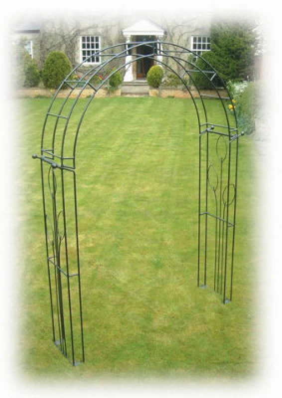 Image of Poppy Forge Imperial Traditional Arch (Inc Ground Spikes) Garden Archway - Solid Steel - L43.2 X W170.1 X H256.4cm - Black