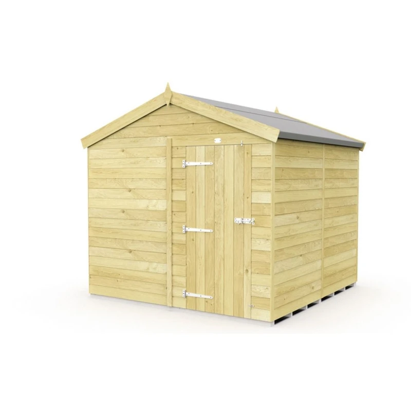 Image of Buttercup Farm 8 x 8 Feet Apex Shed - Single Door W/O Windows - L243 x W231 x H217cm in Brown Brown Unisex