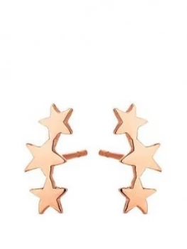 Image of Simply Silver Polished Rose Gold Plated Three Star Climber Earrings