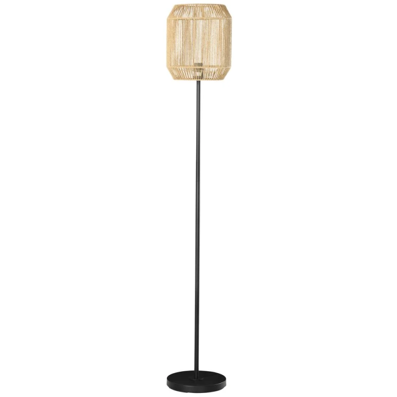Image of HOMCOM HOMCOM Farmhouse Floor Lamp for Living Room Bedroom with Rattan Wicker, Natural 5056725382445