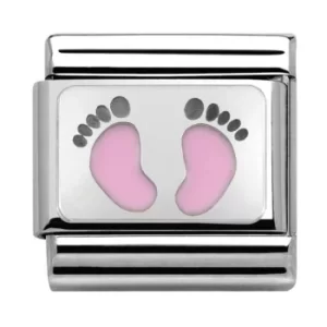 Image of Nomination CLASSIC Silvershine My Family Pink Baby Feet Charm...