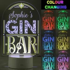 Image of Personalised Gin Bar Colour Changing Night LED Light White