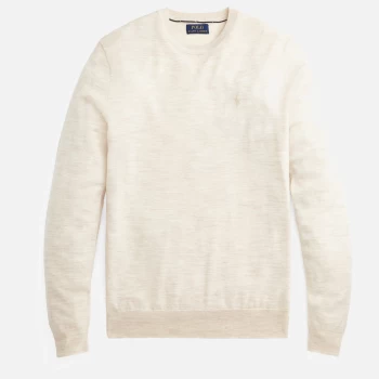 Image of Polo Ralph Lauren Mens Slim Fit Merino Wool Jumper - Oatmeal Heather - L