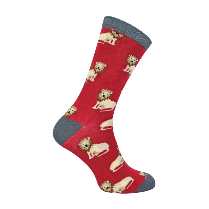 Image of Mr Heron Mr Heron Men Animal Patterned Soft Breathable Bamboo Novelty Socks in Dark Red Size: 6-11 Dark Red 6-11 Male 5019041700843