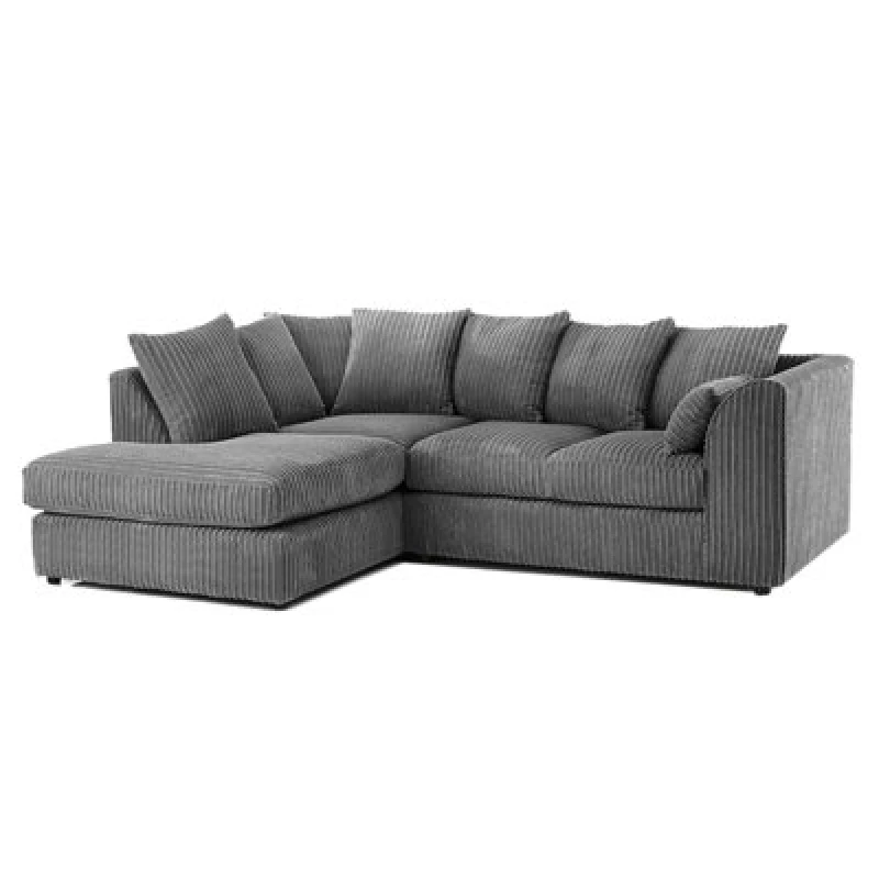 Image of Furnishings For Less UK Luxor Jumbo Cord 4 Seater Corner Sofa Grey Left Hand Facing