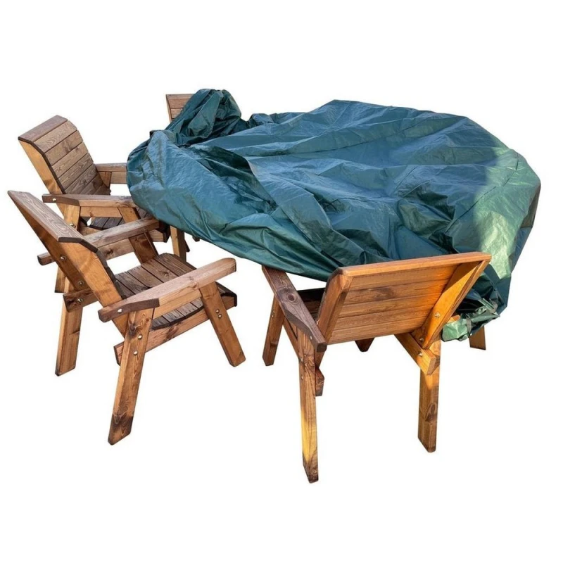 Image of Charles Taylor Deluxe Fitted Six Seater Round Table Set Cover in Green Green Unisex