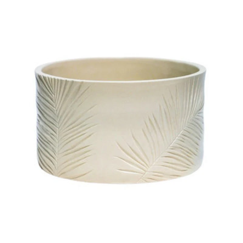 Image of Ivyline Kew Sago Palm Bowl - Stoneware - L24 X W24 X H14cm - Ivory