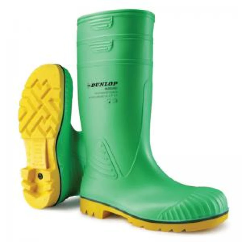 Image of Dunlop Acifort Hazguard Steel Toe Cap Wellington Green Boot Size 10.5