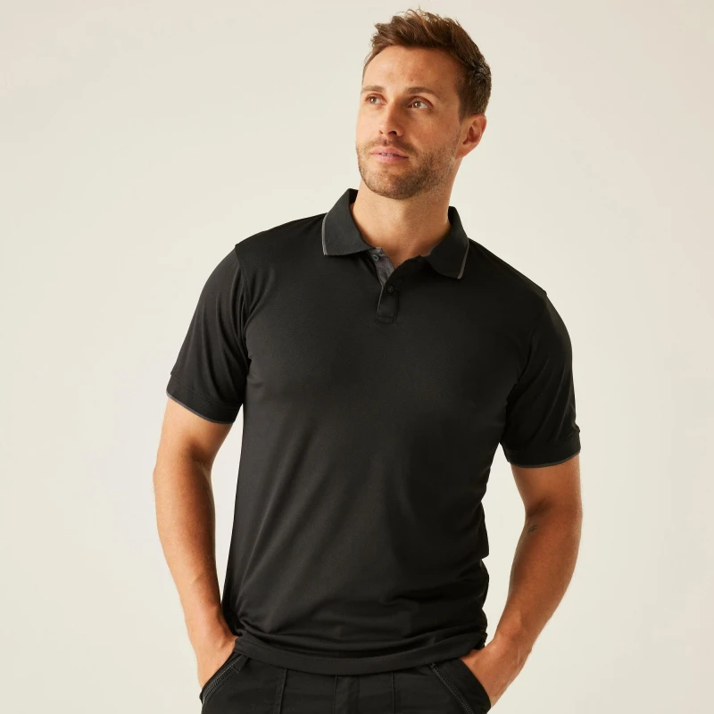 Image of Regatta Regatta Men Navigate' Polo Shirt in Jet Black Size: Small Jet Black S Male 5063019692975