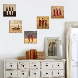 Image of UTB102 Black Red Bo?wn Decorative MDF Painting (5 Pieces)