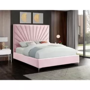 Image of Errence Bed Super King Plush Velvet Pink