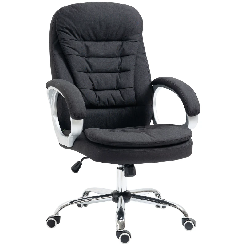 Image of Vinsetto Ergonomic Office Chair Task Chair for Home with Arm, Swivel Wheels, Linen Fabric, Black Aosom UK