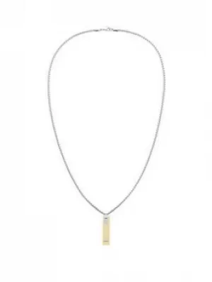 Image of Tommy Hilfiger ID Logo Necklace, Silver, Men