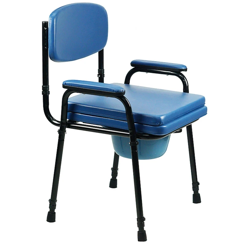 Image of Gr8 Home Padded Steel Commode Toilet Chair & Pan in Blue Blue Unisex