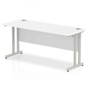 Image of Impulse 1600/600 Rectangle Silver Cantilever Leg Desk White
