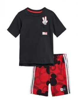 Image of Adidas Infant Disney Mickey Mouse Short Set - Black/Red