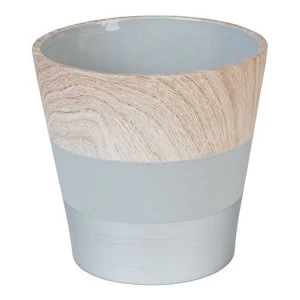 Image of HESTIA? Concrete and Wood Effect Ceramic Planter 17cm