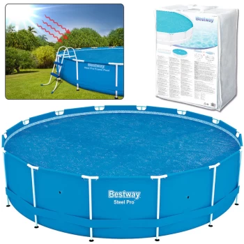 Image of Swimming Pool Solar Cover - Inflatable Protection and Heating Cover - 14ft Pool Equipment - Bestway