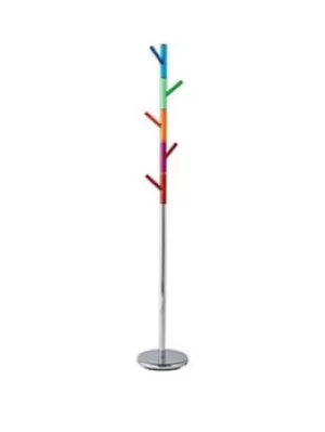 Image of Premier Housewares Coat Stand With Chrome Finish And Coloured Acrylic Pegs