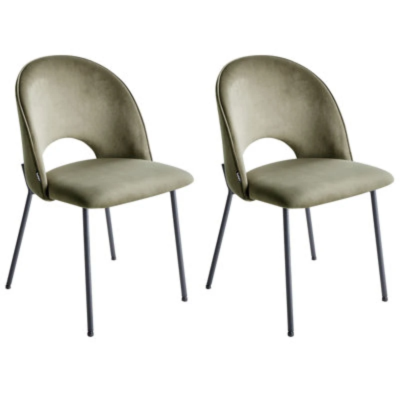 Image of Beliani Set Of 2 Dining Chairs Covelo Velvet Dark Green
