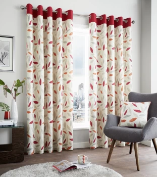Image of Fusion Beechwood Lined Curtains - 229x229cm - Red.