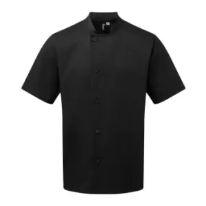 Image of Premier Adults Unisex Essential Short Sleeve Chefs Jacket (XS) (Black)