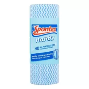 Image of Spontex All Purpose Cloth Roll (Pack of 40) (22.5 x 9cm) (Blue/White) - Blue/White
