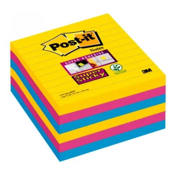 Image of Post it Super Sticky XL Lined 101x101mm Rio Notes Pack of 6 675 SS6