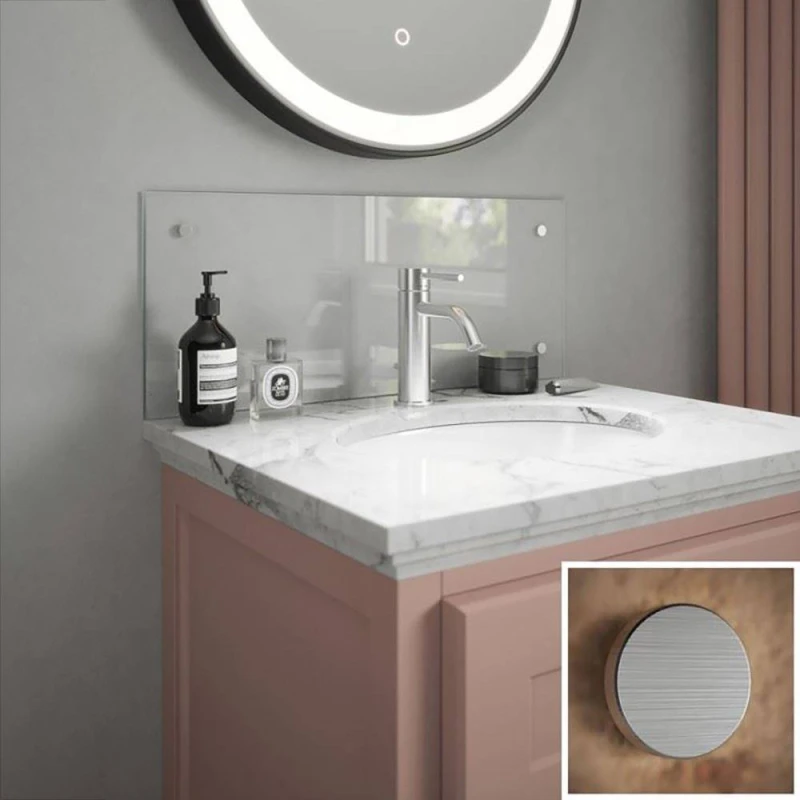 Image of Clear Glass Bathroom Splashback With Brushed Caps 250 X 500 X 4Mm, Clear SB54731