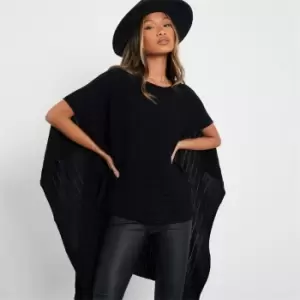 Image of I Saw It First Rib Knit Poncho - Black