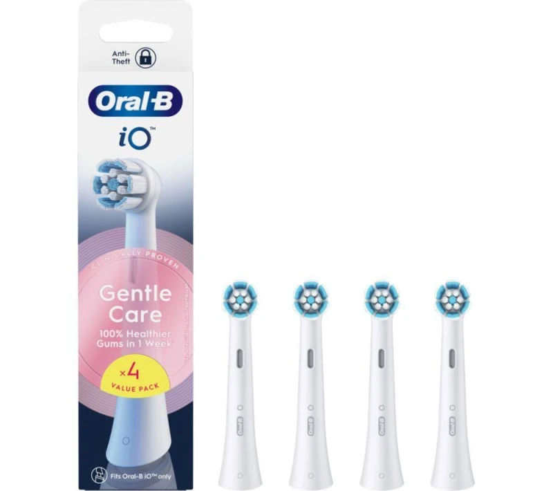 Image of ORAL B iO Gentle Care Replacement Toothbrush Head - Pack of 4, White 8700216195959