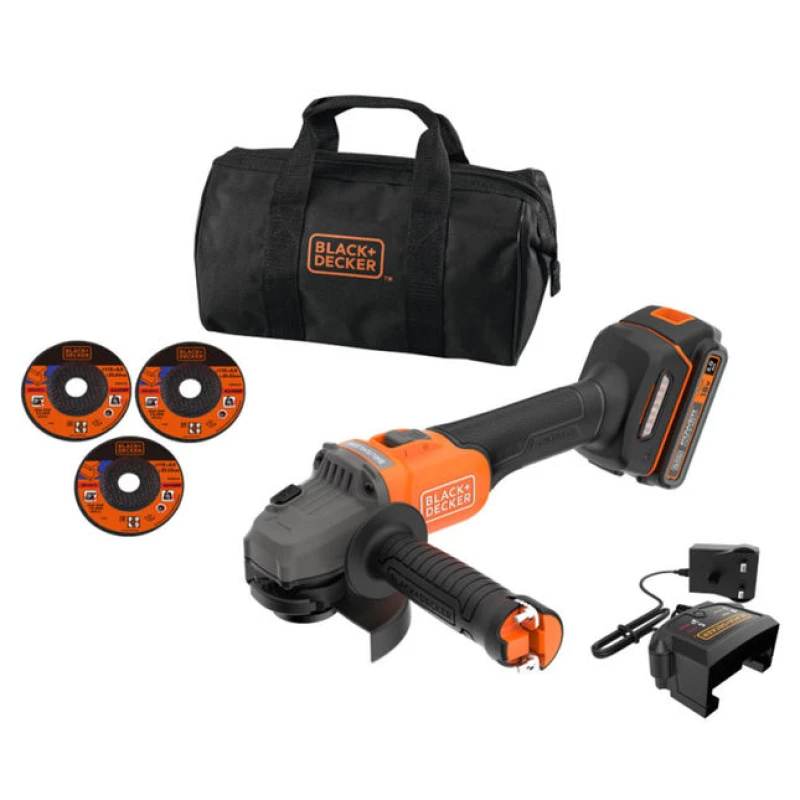 Image of Black and Decker BCG6L8 18v Cordless Brushless Angle Grinder 115mm BCG6L8D13 Batteries: 1 x 2ah Li-ion
