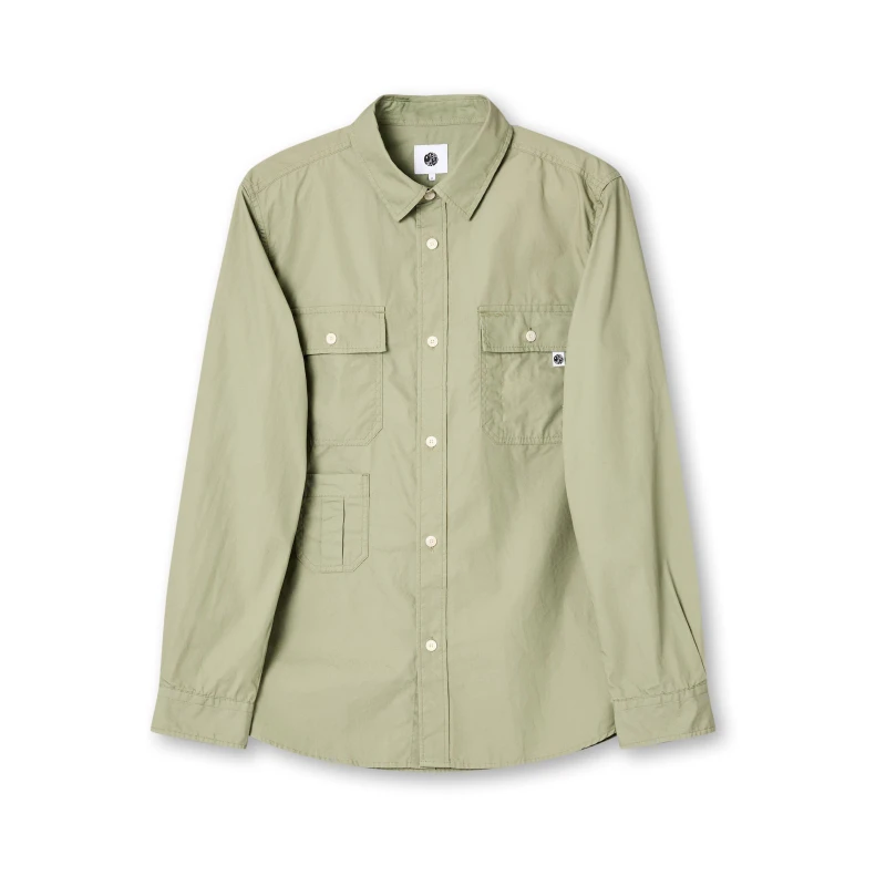 Image of Pretty Green Mens Brentwood Long-Sleeve Plain Shirt Green male Small