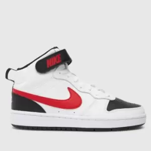 Image of Nike White & Red Court Borough Mid 2 Youth Trainers
