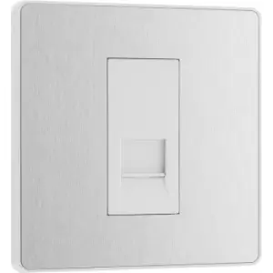 Image of BG Evolve Brushed Steel (White Ins) Single Secondary Telephone Socket in Silver