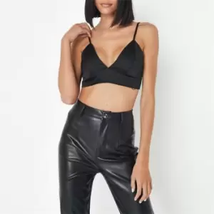 Image of Missguided Satin Triangle Bralet - Black