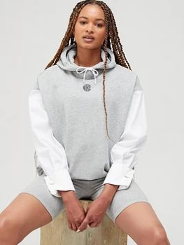 Image of Nike NSW Icon Clash Over The Head Hoodie - Grey/White Size M Women